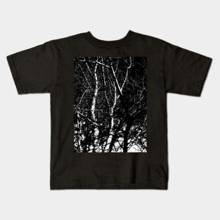 Winter trees bare branches black and white Kids T-Shirt